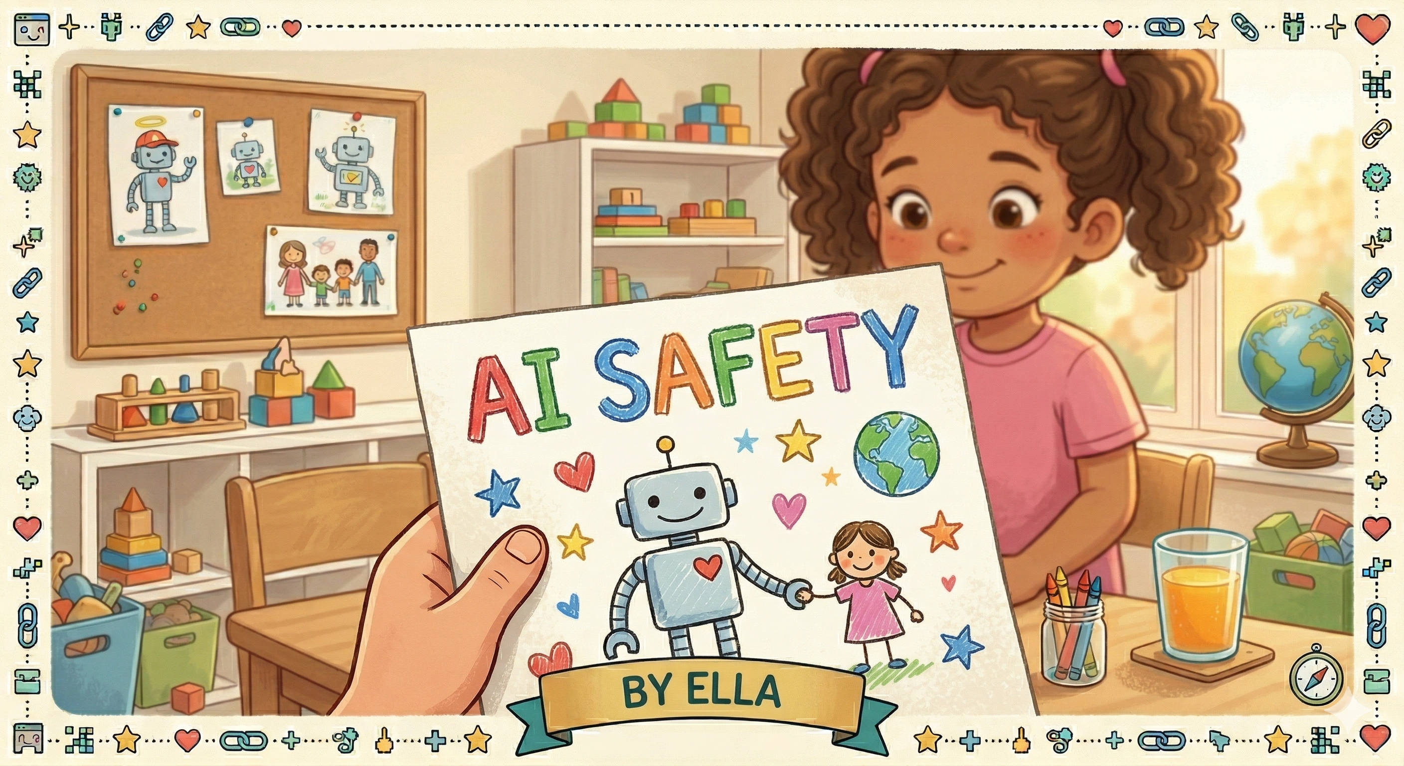 animated image of a girl drawing a picture of ai safety