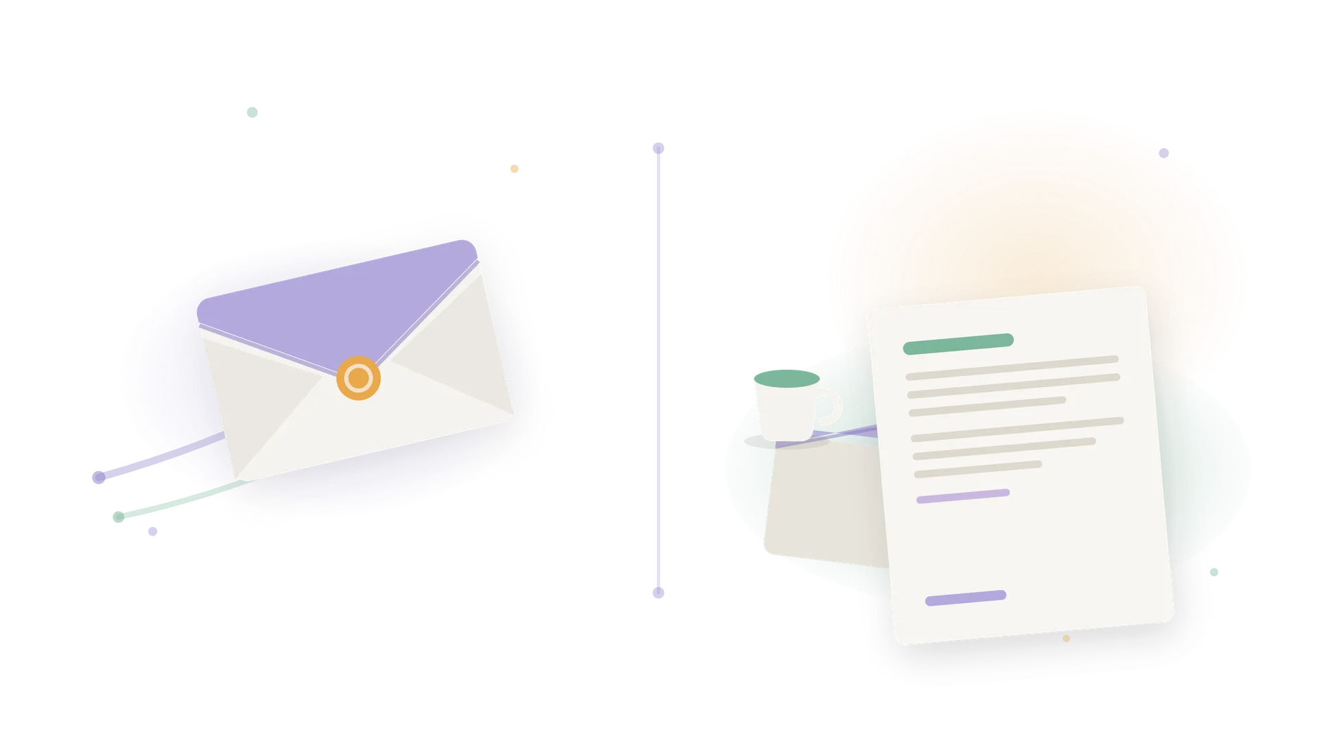 A sealed envelope beside the same letter, now opened and resting on a kitchen table