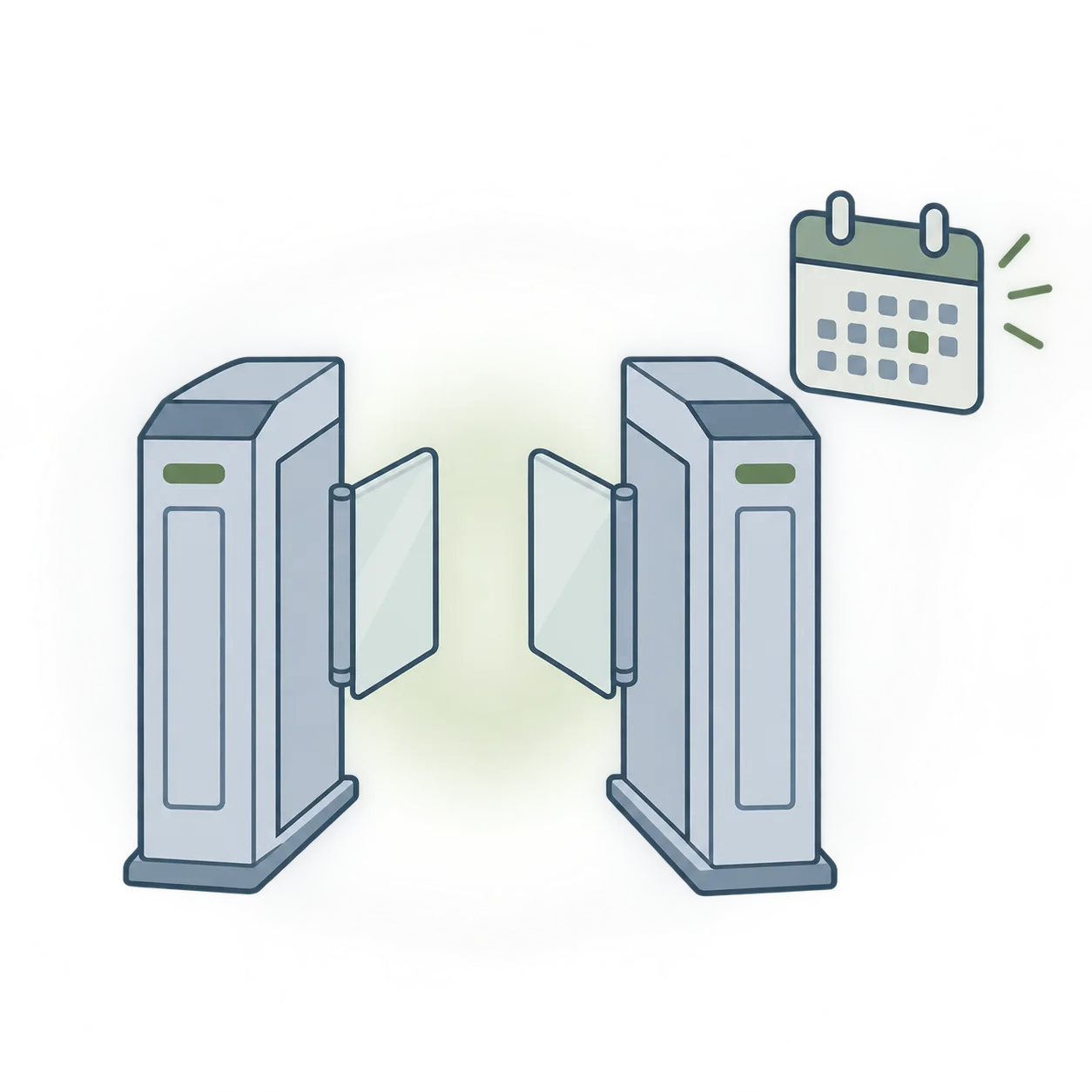 An open gate icon with a soft glow behind it, representing awareness without full visibility.
